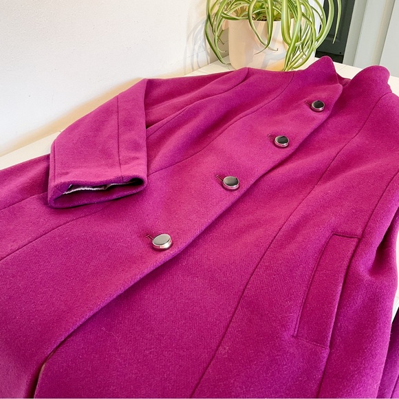COPY - 09. NWOT KATE SPADE Regal Fuchsia Wool Stand Up Collar Peacoat - Picture 11 of 16